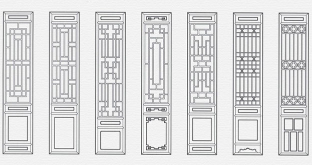 宁化常用中式仿古花窗图案隔断设计图